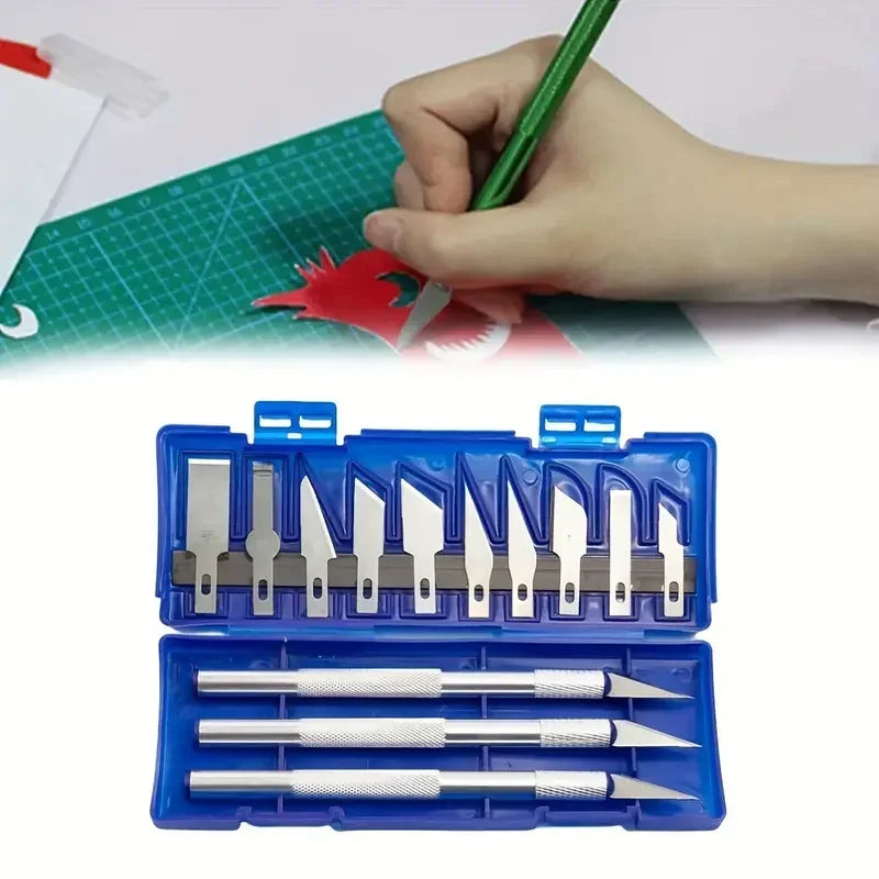 13PCS Aluminum Alloy Precision Craft Knife Set – Hobby Carving Tools for Paper Cutting, Handcrafts, Model Making & DIY Projects