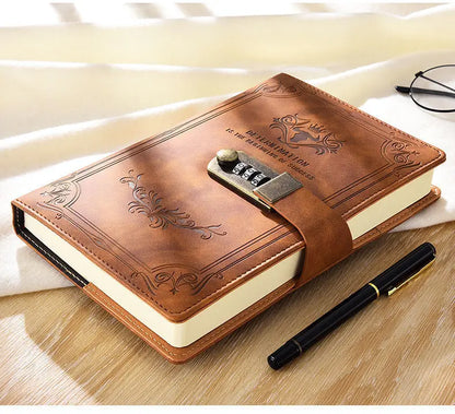 A5 Retro Password Lock Diary – 200-Page Journal Notebook with Secure Lock