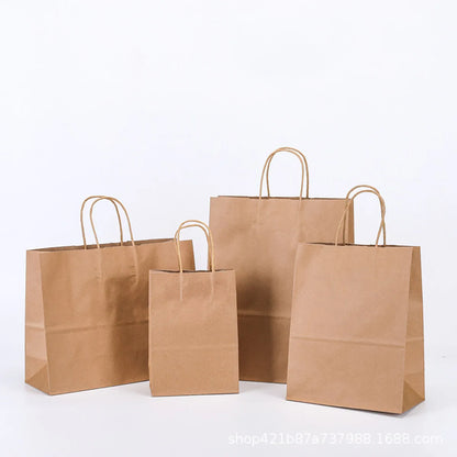 10PCS Kraft Paper Gift Bags with Handles – Shopping Bags for Clothing, Weddings, Christmas, Retail Packaging & Party Gift Favors