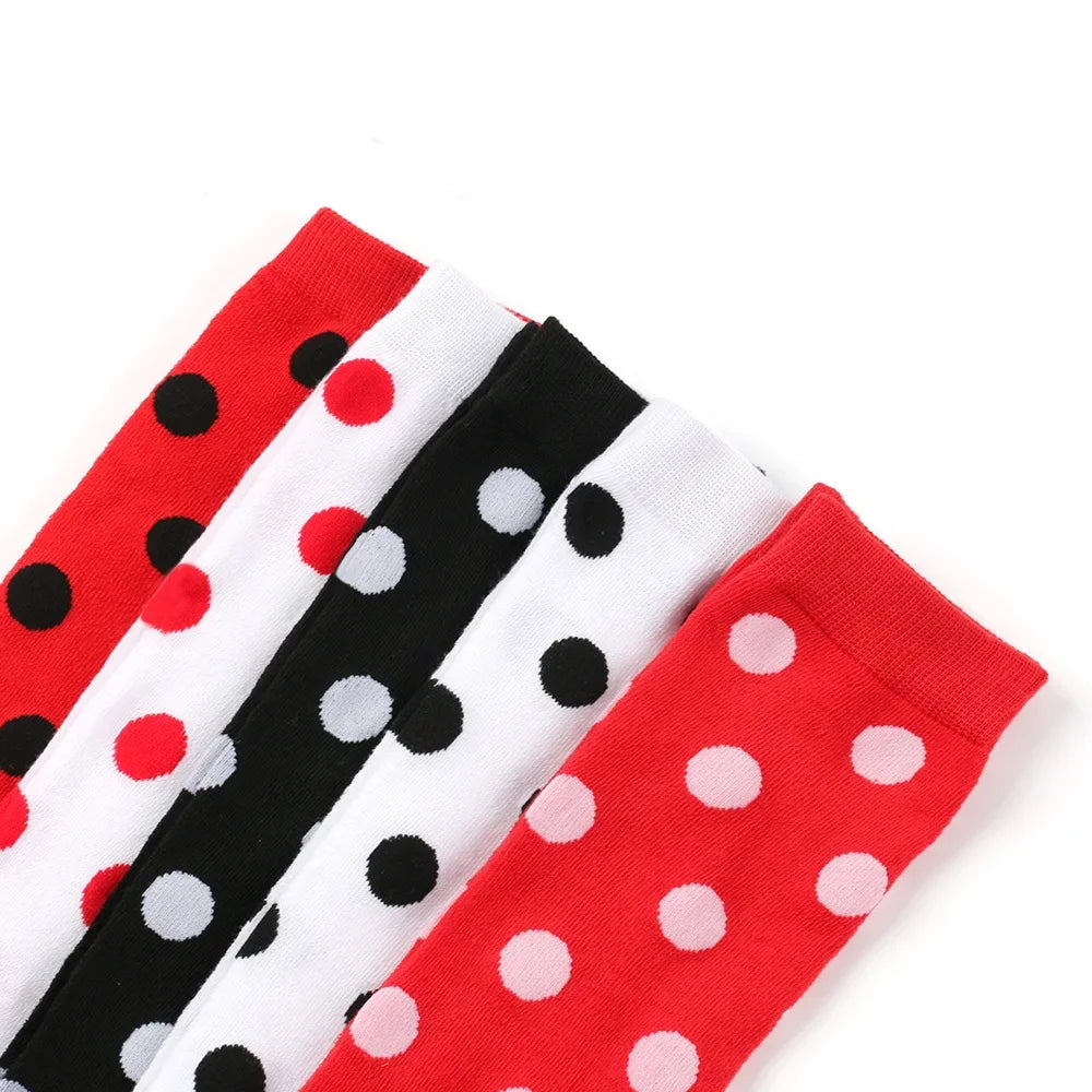 Thigh High Socks Women Over Knee Striped Polka Dot Stockings Black White Pink Lolita Cosplay Harajuku Y2K Kawaii