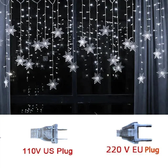 Guirlande lumineuse LED en forme de flocon de neige de 3,2 m – Guirlande lumineuse étanche pour Noël, mariages et décorations de vacances