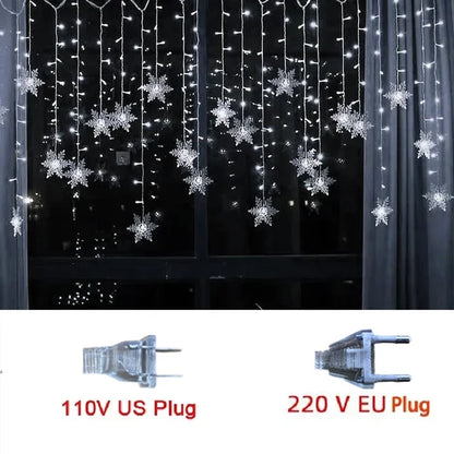 Guirlande lumineuse LED en forme de flocon de neige de 3,2 m – Guirlande lumineuse étanche pour Noël, mariages et décorations de vacances