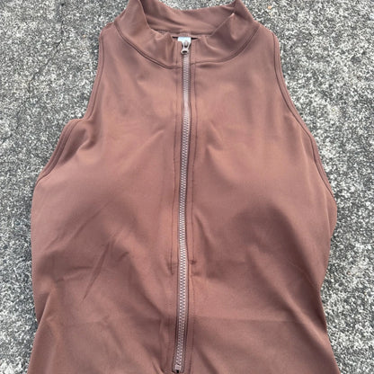 Women’s Scrunch Back Yoga Jumpsuit Shorts Set – Solid Color Zipper Gym Fitness One-Piece Sportswear