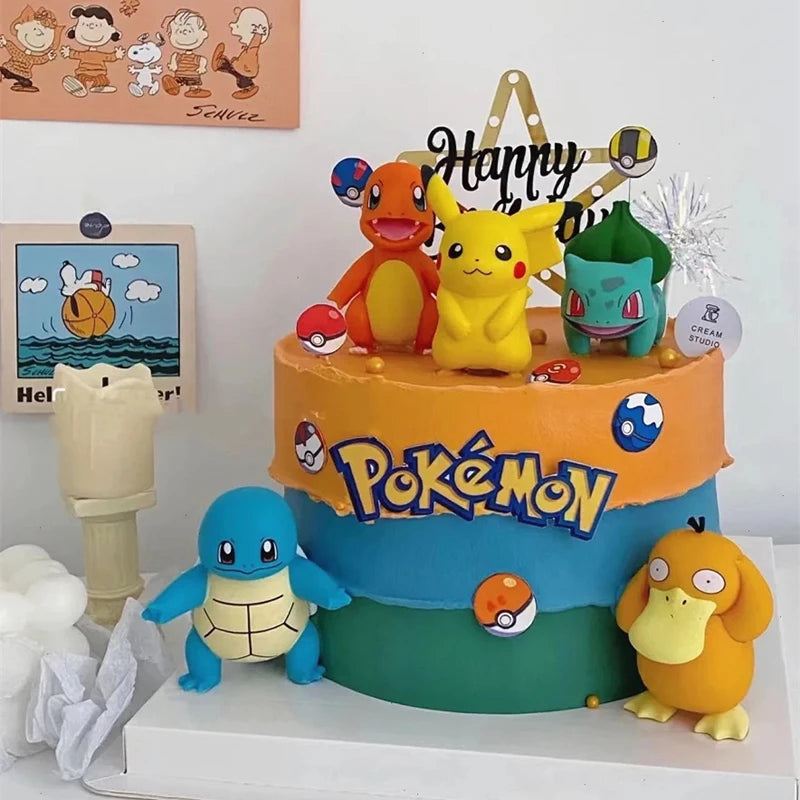13pcs Pokémon Cake Topper Set – Pikachu Anime Figure Birthday Cake Decorations for Kids Party Supplies & Boy Gifts