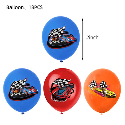 Happy Wheels Racing Party Tableware Set – Racing-Themed Paper Cups, Plates & Banner Decorations with Party Favors for Boys' Birthdays