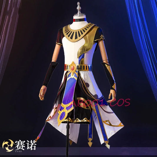 Disfraz de Genshin Impact Cyno – Uniforme de combate completo para hombre con sombrero para Halloween y cosplay de anime
