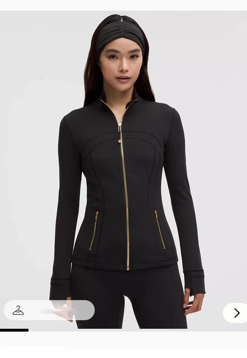 Women’s Gold Zipper Yoga Jacket – Stand Collar Slim Fit Quick-Dry Breathable Sports & Running Activewear