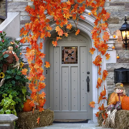 Artificial Fall Maple Leaf Garland – Faux Plant Vine with Autumn Leaves for Thanksgiving, Halloween, Wedding, Festival & Holiday Decor