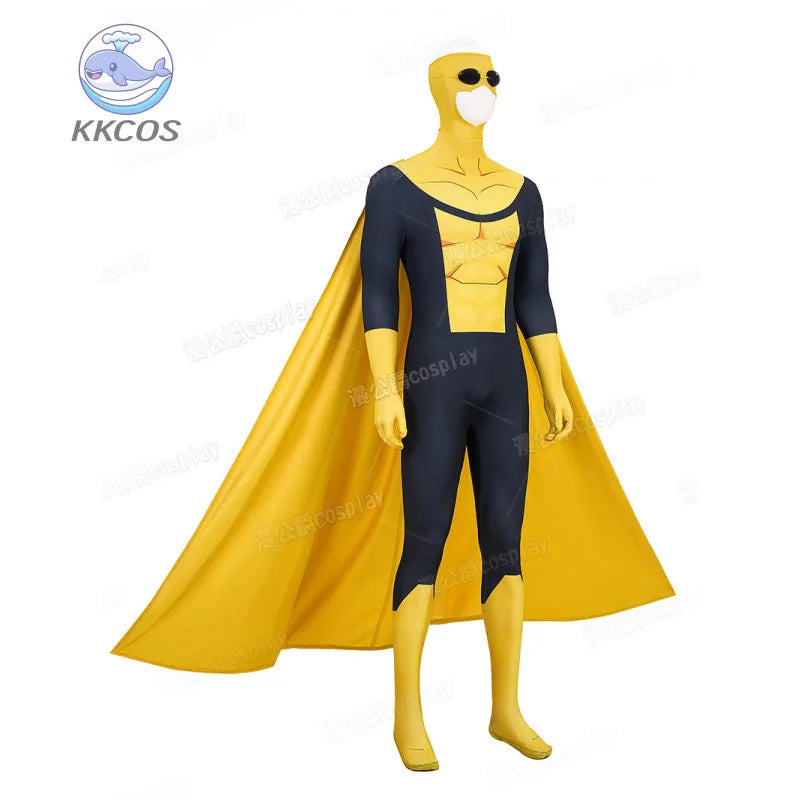 Invincible Inspired Sinister Mark Cosplay Costume – Men’s Yellow Uniform Disguise Outfit for Anime Halloween, Carnival & Party Roleplay