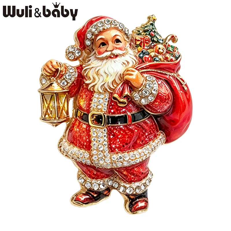 Wuli&baby Blue & White Porcelain Christmas Brooches for Women – Santa Claus, Cat, Christmas Tree & Nutcracker Brooch Pins for New Year