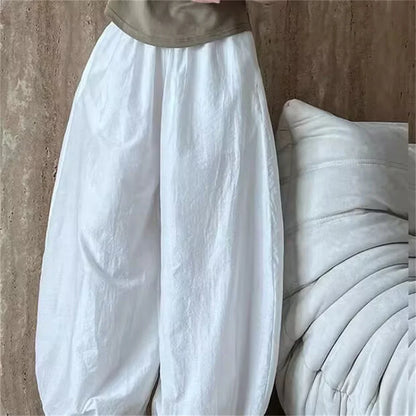 Women's Oversized Lantern Pants – Lightweight Breathable Cotton Wide-Leg Casual Trousers for Summer
