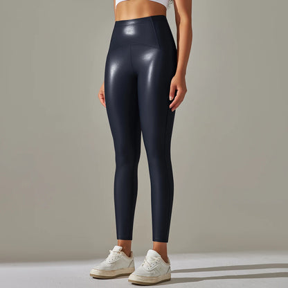 6 Color Autumn Winter Thin Velvet PU Leather Leggings Women High Elastic Waist Trousers Sexy Slimming Pants