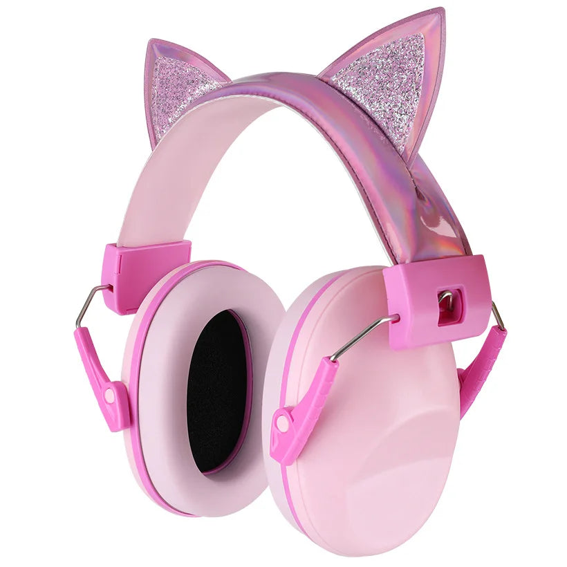 Cute Pink Cat Ear Kids Earmuffs – Adjustable Anti-Noise Hearing Protection for Children, Noise-Reducing Ear Protectors for Study, Sleep & Quiet Time