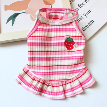 Vestido de verano para cachorros lindos para perros y gatos pequeños – Ropa de encaje a rayas para mascotas, camiseta y falda para perras Chihuahua, Yorkie, Bichon