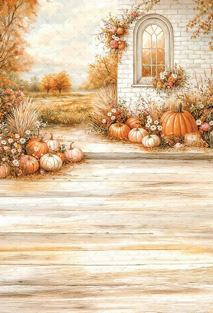 Mehofond Autumn Rustic Barn Photography Backdrop – Pumpkin Harvest Maple Leaf Background for Kids’ Birthday, Portraits, Photo Studio & Party Decor