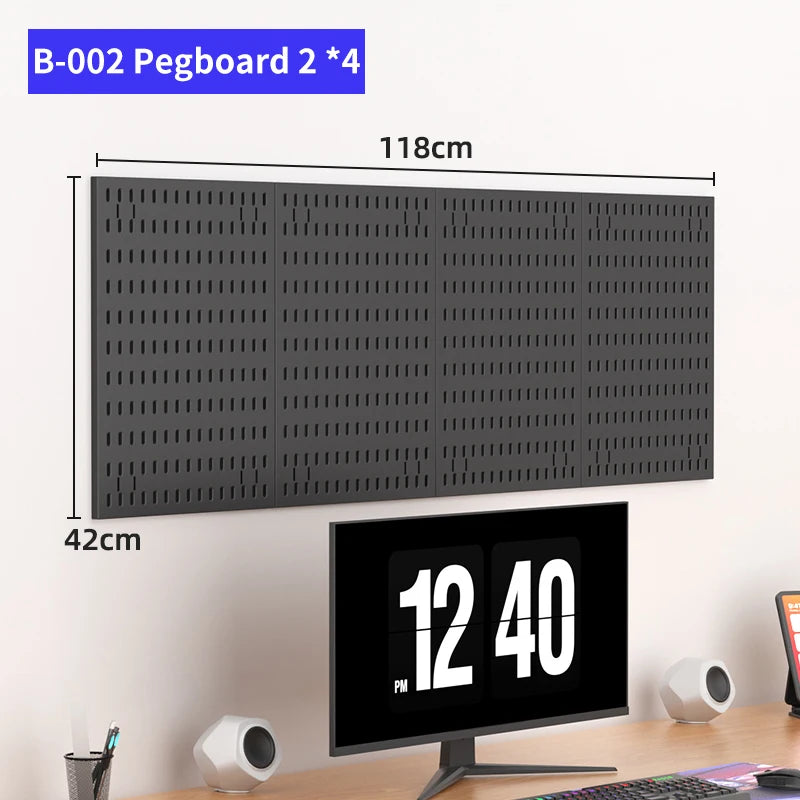 Kit de organización modular de pared con tablero perforado (Pegboard) para bricolaje – Paneles de almacenamiento colgantes sin taladro para cuartos de manualidades, oficina y organización del hogar