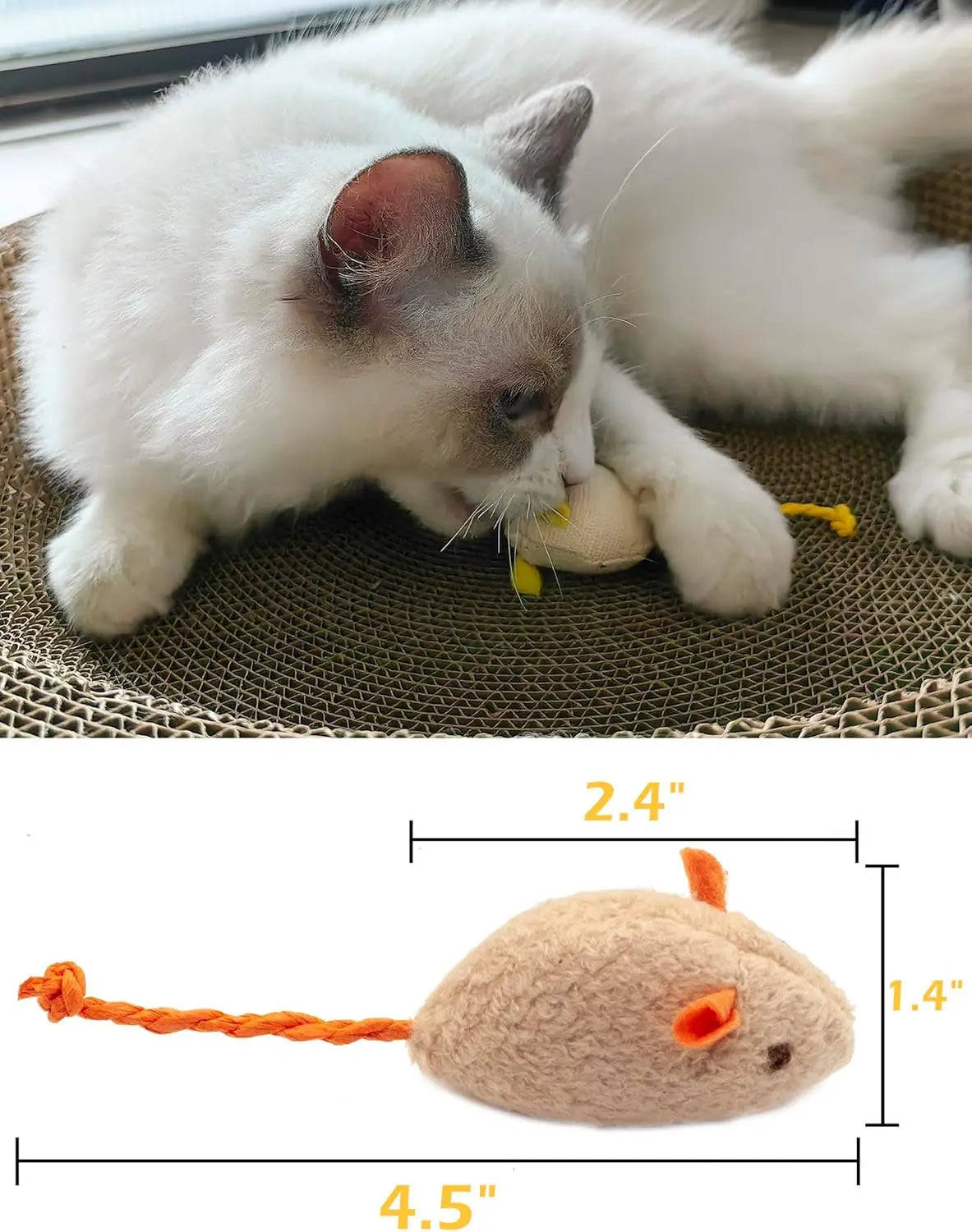 3/200PCS Rattle Cat Mouse Toys – Faux Fur Catnip Mice with Sound, Interactive Chew & Play Toys for Indoor Cats