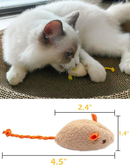 3/200PCS Rattle Cat Mouse Toys – Faux Fur Catnip Mice with Sound, Interactive Chew & Play Toys for Indoor Cats