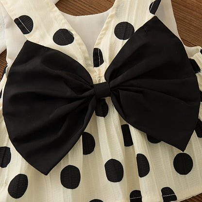 Baby Girl Bow Top & Polka Dot Shorts Set Sleeveless Summer 2-Piece Outfit for 6 Months–3 Years