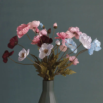 Artificial Poppy Flowers – Realistic Silk Faux Long Stem Flowers for Home Décor, Garden, Wedding Bridal Bouquets, Party Decoration & DIY Floral Arrangements