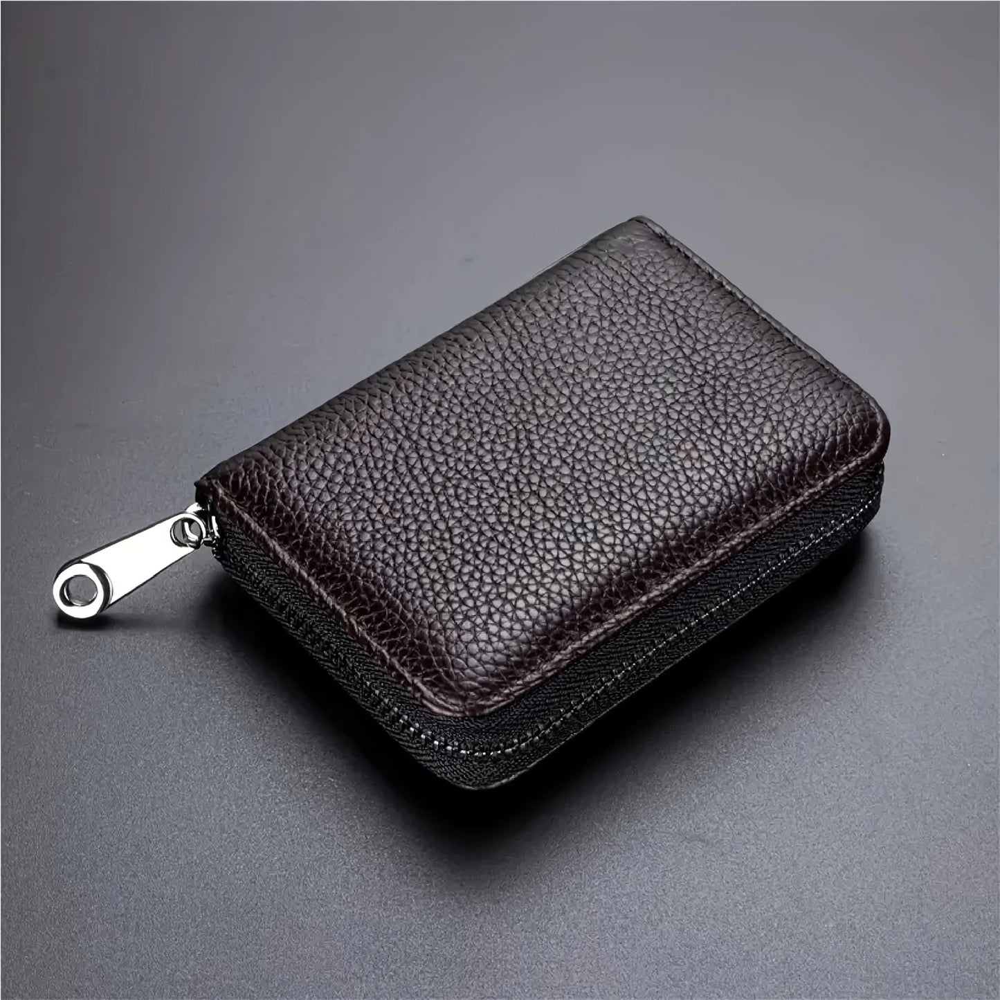 Porte-cartes minimaliste anti-RFID avec poche zippée pour la monnaie pour homme et femme