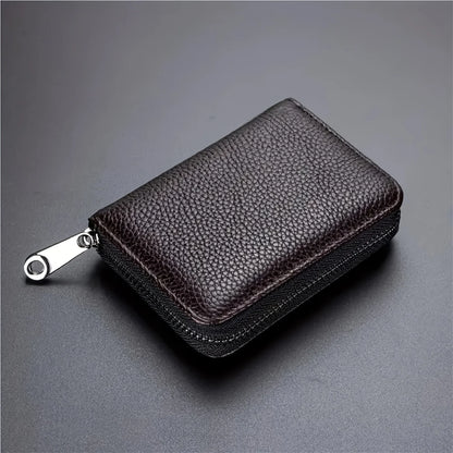 Porte-cartes minimaliste anti-RFID avec poche zippée pour la monnaie pour homme et femme
