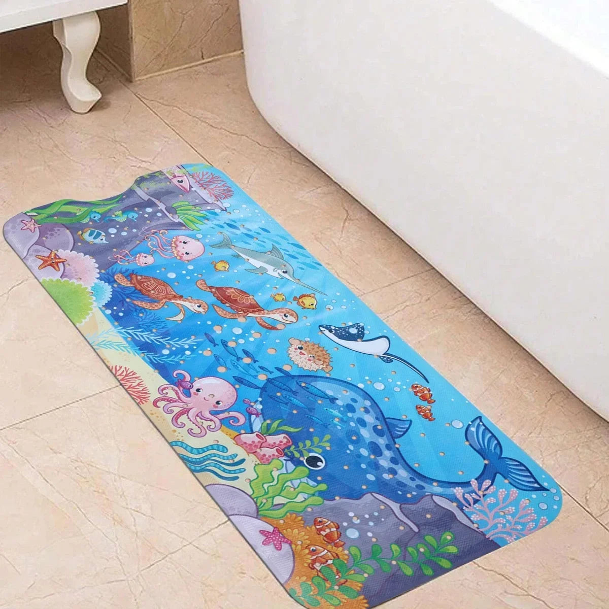 Cartoon Extra-Long Bathtub Mat 40x100cm – Non-Slip Shower & Bath Mat with Suction Cups and Drain Holes
