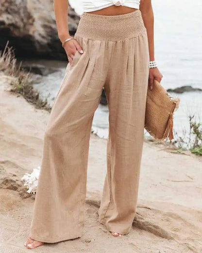 Pantalon ample décontracté pour femme, taille mi-haute avec cordon de serrage, style européen et américain, idéal pour la plage au printemps et en été