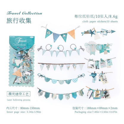 10PCS Creative Party Flag Stickers – DIY Pulling Stick Labels for Scrapbooking, Junk Journaling & Craft Decoration Supplies