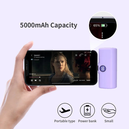 5000mAh Mini Power Bank – Fast Charging Portable Charger with LED Digital Display, Compact External Battery Pack for iPhone & Android