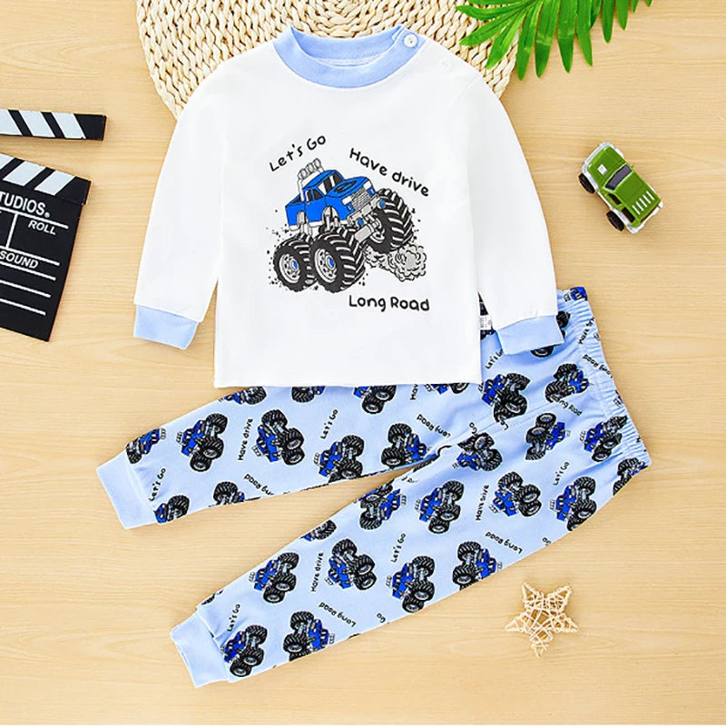 Little Maven Kids' Cotton Clothing Set – Boys & Girls Christmas T-Shirt Top & Pants Outfit for Autumn & Winter, 2-Piece Children's Clothes