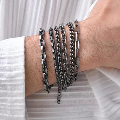 Vintage Byzantine Chain Bracelet – Stainless Steel Braided Link Wristband for Men & Boys | Retro Fashion Jewelry Gift for Father