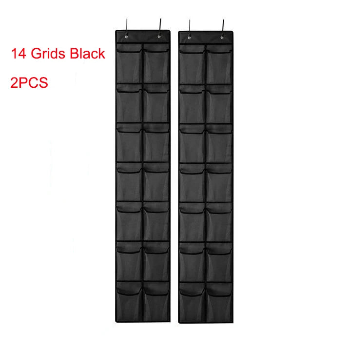 Over-the-Door Shoe Organizer - 12, 14 or 24 Pocket Hanging Shoe Storage with Large Mesh Pockets & 4 Hooks