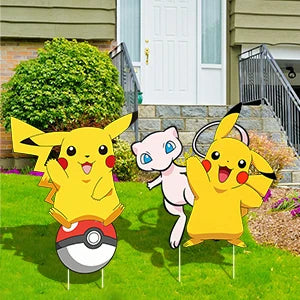 Pokémon Yard Signs Set – 8PCS Party Outdoor Decorations with Stakes (Birthday & Event Decor)