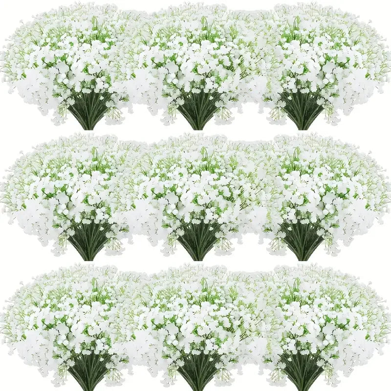 90 unidades de flores artificiales de paniculata de tacto real – Ramo de gypsophila sintética resistente a la oxidación con tallos | Decoración para el hogar, la oficina y bodas