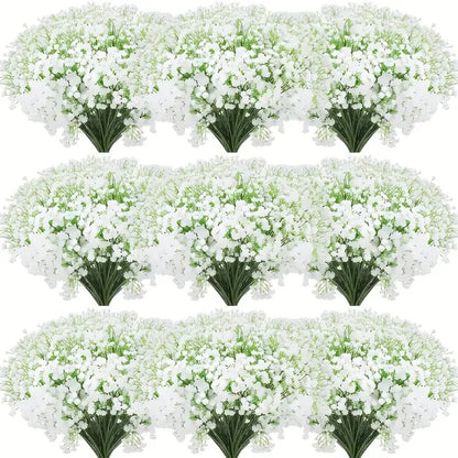 90 unidades de flores artificiales de paniculata de tacto real – Ramo de gypsophila sintética resistente a la oxidación con tallos | Decoración para el hogar, la oficina y bodas