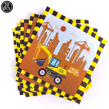 Construction Truck Birthday Party Tablecloth – Excavator & Engineering-Themed Table Runner for Boys' Construction Party Decorations