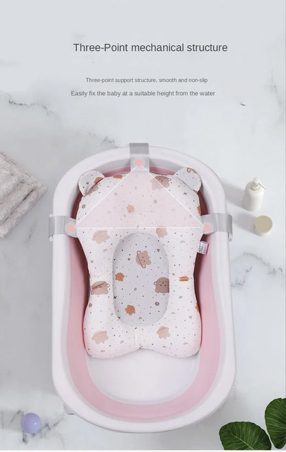 Tapete de soporte para bañera de bebé recién nacido – Cojín de baño plegable antideslizante para bebés, almohadilla de bañera de seguridad con diseño de dibujos animados para baby shower, soporte cómodo para lactancia y baño