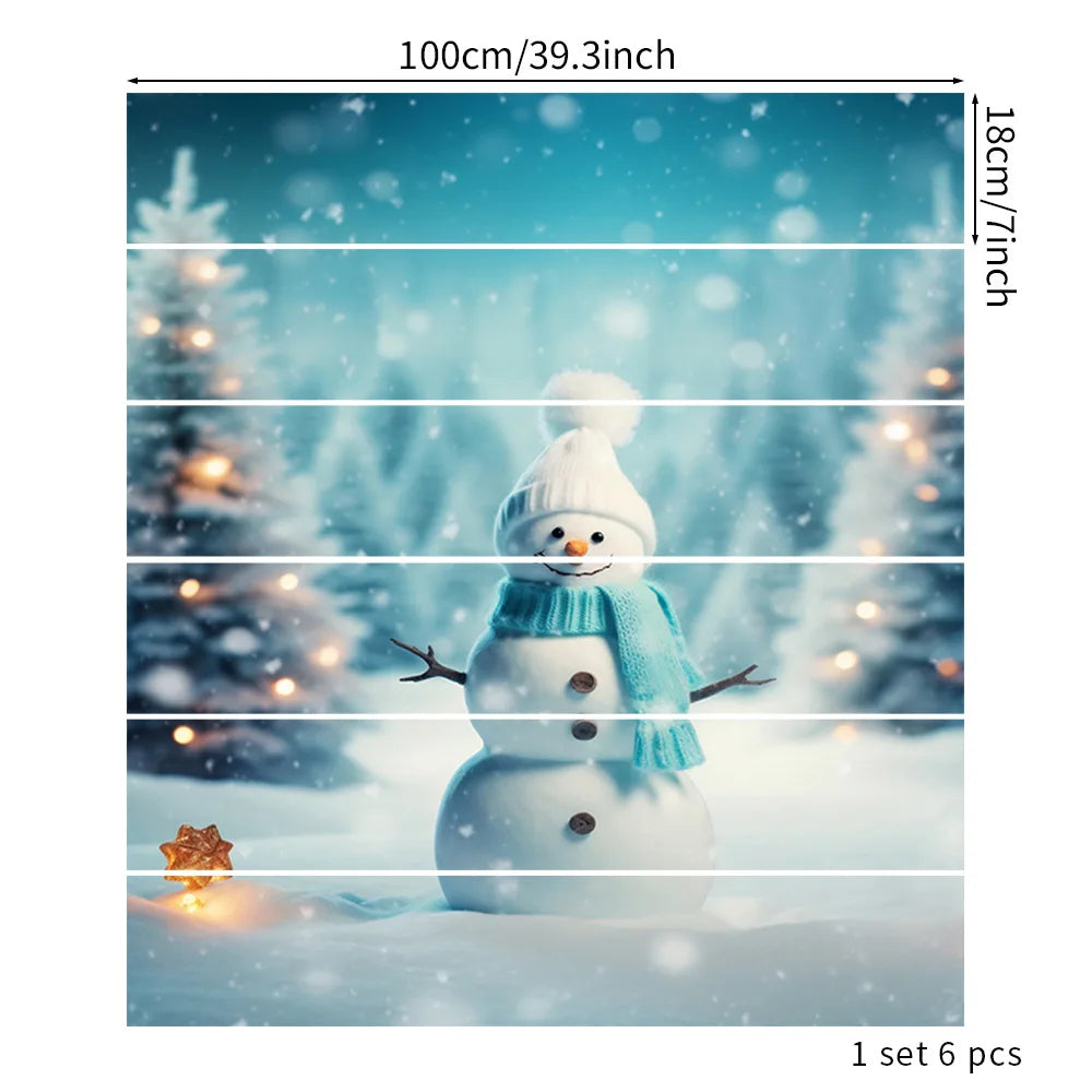 6PCS 18×100CM Christmas Staircase Background Fabric – Holiday Stair Banner Decorations for Christmas Party & Home Decor
