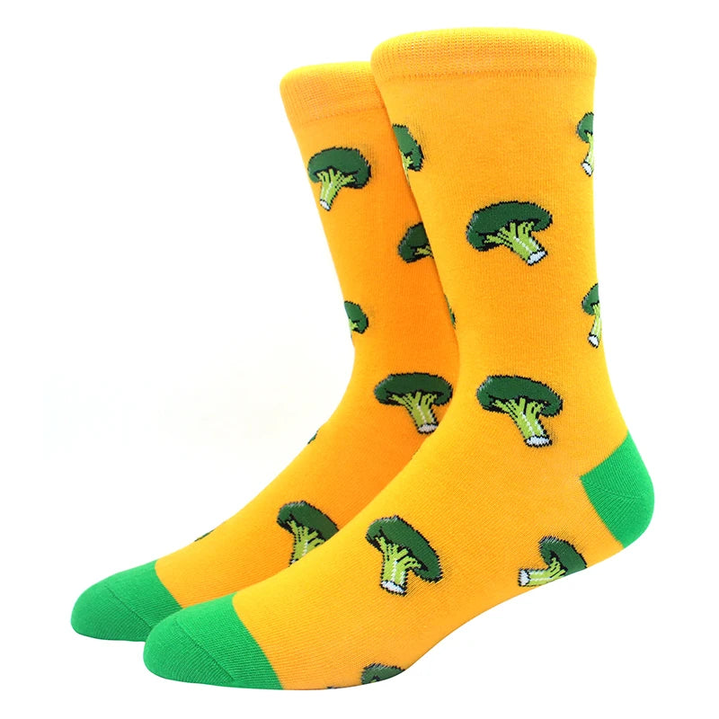 Funny Colorful Hip Hop Socks – Combed Cotton Animal, Astronaut & Geometric Print Socks for Men & Women, Business Dress Wear