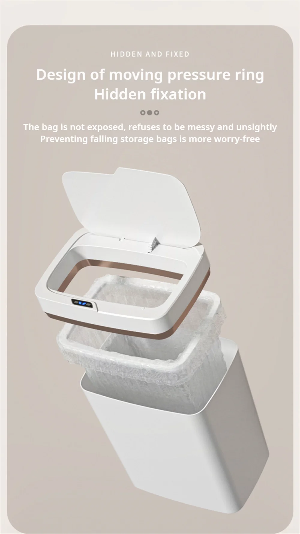 15L Smart Automatic Trash Can – Touchless Sensor Garbage Bin with Smart Bagging System for Bathroom & Home