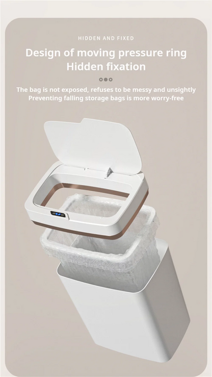 15L Smart Automatic Trash Can – Touchless Sensor Garbage Bin with Smart Bagging System for Bathroom & Home