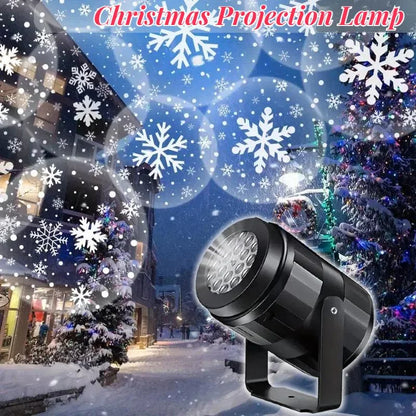 LED Snowflake Christmas Projector Light – USB-Powered Rotating Snowflake Pattern Lamp for Festive Holiday Home Decorations