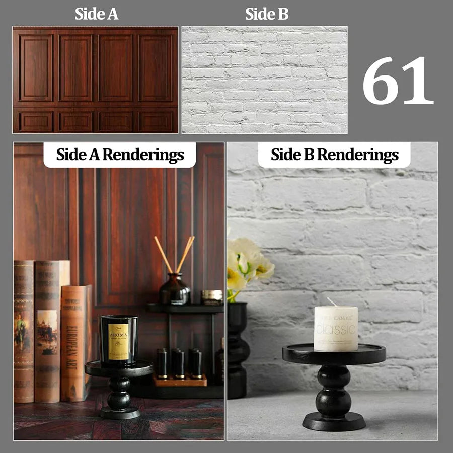Double-Sided Wood Grain & Marble Photography Backdrop Board 57 × 87 cm – Waterproof Photo Background for Product Photography