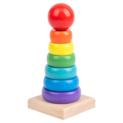 Montessori Wooden Building Blocks Color & Shape Matching Puzzle Educational Toy for Kids