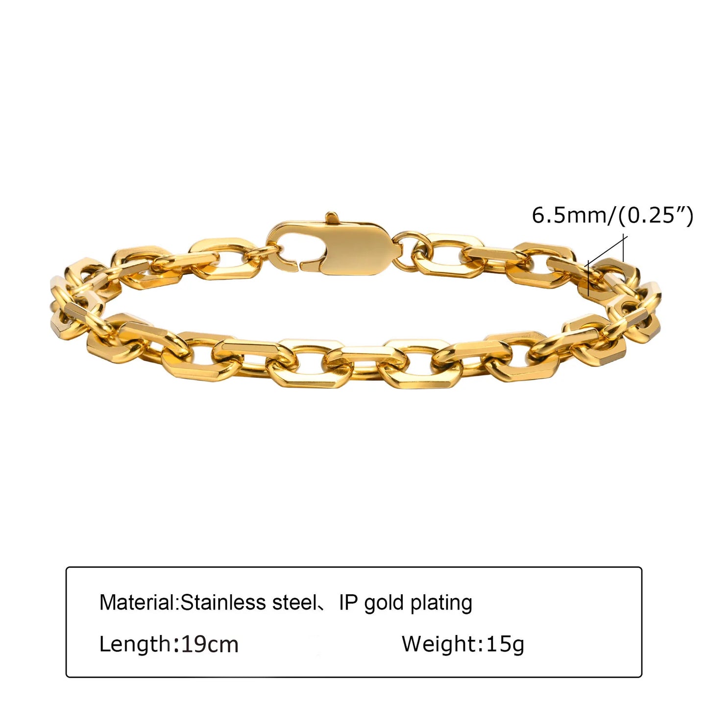 Pulsera de cadena de eslabones gruesos de acero inoxidable – Bañado en oro, pulsera de capas para mujer | Joyería de moda impermeable y de tendencia