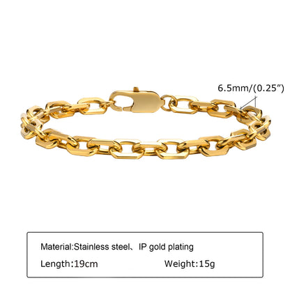 Pulsera de cadena de eslabones gruesos de acero inoxidable – Bañado en oro, pulsera de capas para mujer | Joyería de moda impermeable y de tendencia
