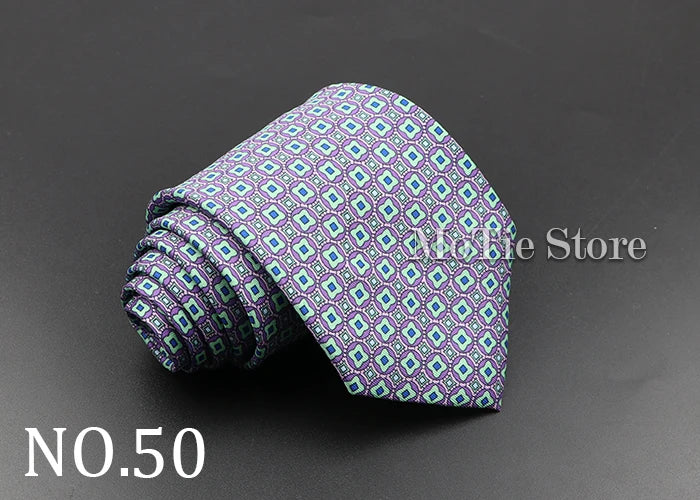 Men's 7.5cm Soft Silk Necktie – Floral & Dot Pattern Tie for Weddings, Business, Parties & Formal Wear