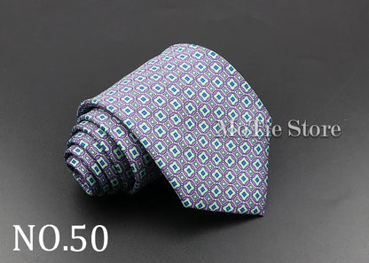 Men's 7.5cm Soft Silk Necktie – Floral & Dot Pattern Tie for Weddings, Business, Parties & Formal Wear