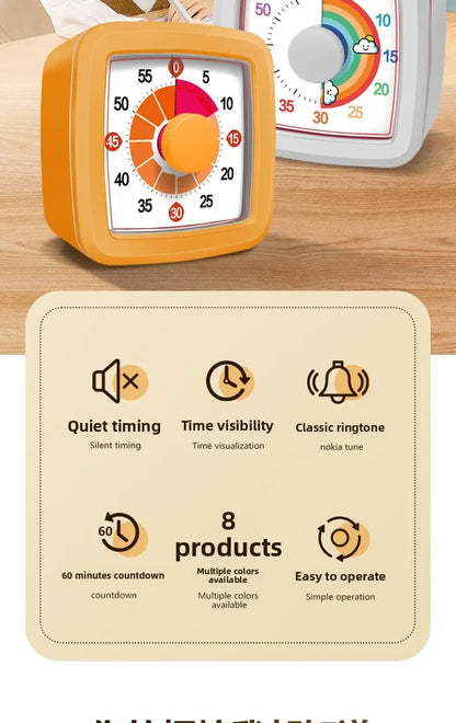 Temporizador visual de 60 minutos con luz nocturna – Reloj de cuenta regresiva para niños, estudiantes y productividad